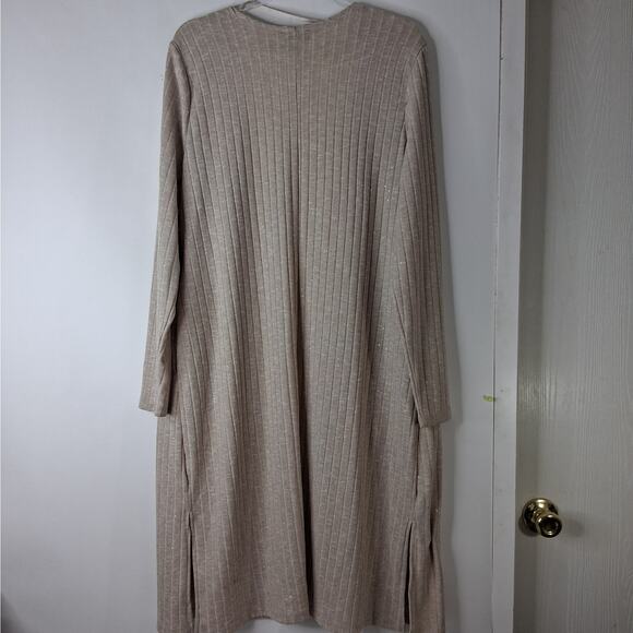 Lane Bryant Open Front Duster Cardigan Sweater Ribbed Knit Women's 14/16 Beige - Picture 7 of 11